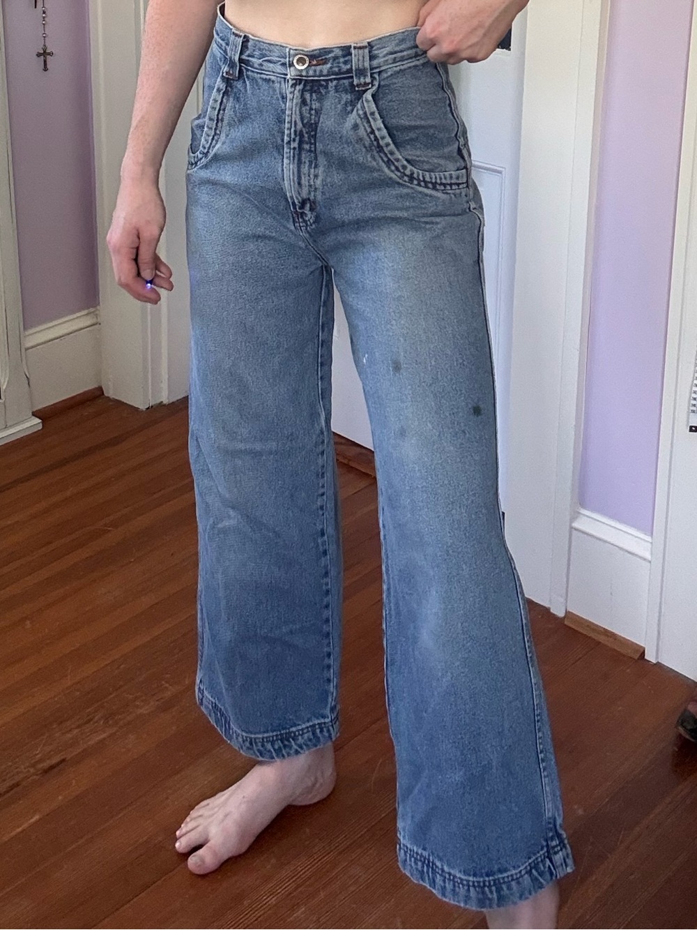 Vintage Route 66 Wide-Leg Blue Jeans